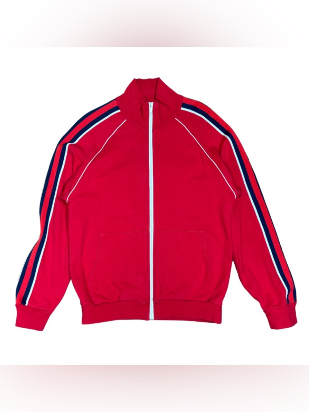 AUTHENTIC Gucci Mens Red Zip-Up Sweater Back of House Uniform Striped Size M
